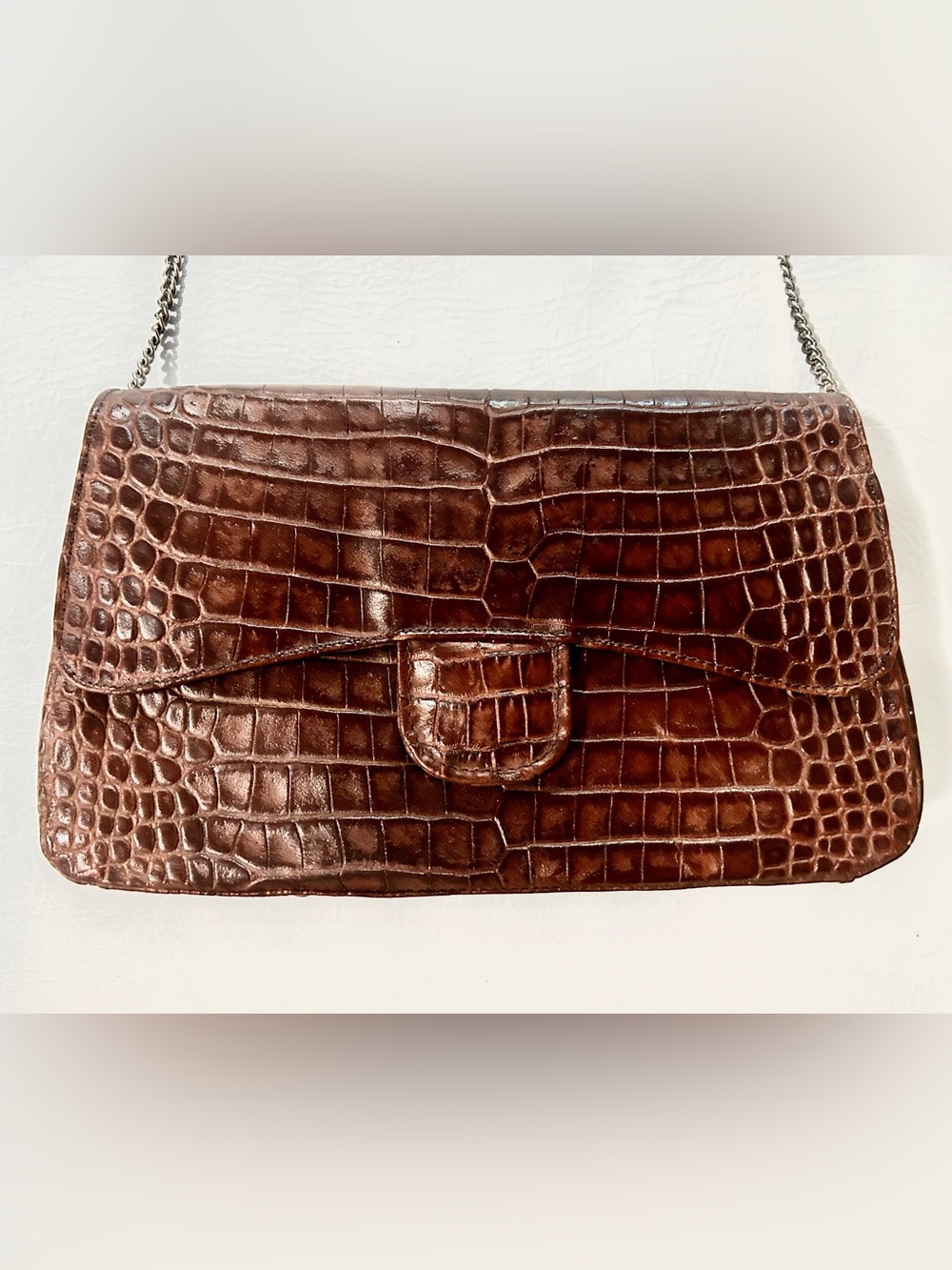 Genuine Veari ALLIGATOR CROCODILE SKIN Brown Purse - Picture 2 of 9